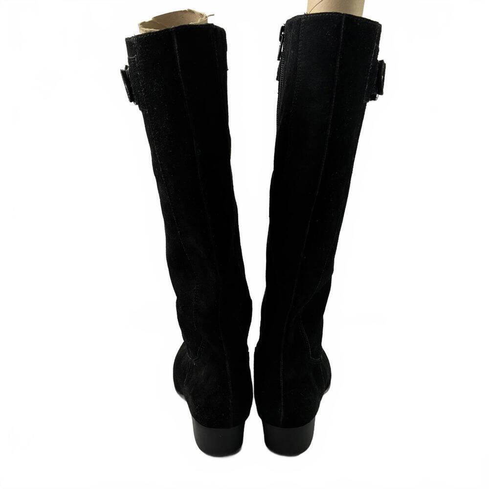 Laura Landsdale Black Suede Women's Knee-High Boots Wedge Heel 7M - Picture 4 of 9